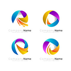 Abstract circle logo with modern design template, set logos