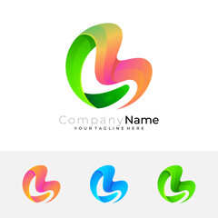 Modern letter B logo design illustration, colorful style icon