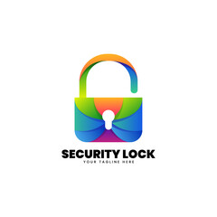 Vector Logo Illustration Security Lock Gradient Colorful Style.