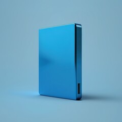 Blue storage hard drive concept with simple minimalist blue cyan background generative ai