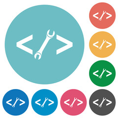 Web development with wrench flat round icons