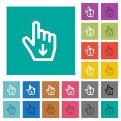 Hand cursor down outline square flat multi colored icons