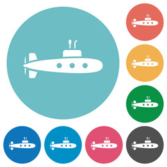Submarine solid flat round icons
