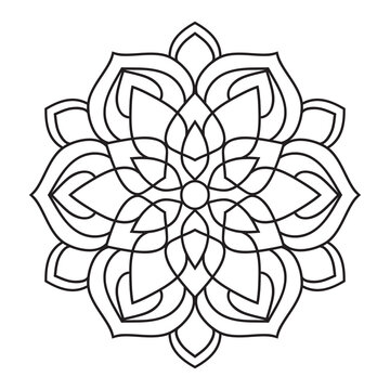 Elegant Simple Mandala Flower Design. Easy mandala art
intricate lines patterns wall art, invitations, branding,  designs, basic mandalas Coloring Book page, adults, seniors, beginners, drawing