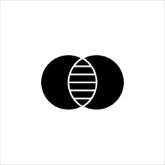 Discrete maths icon. Overlapping circles. Intersection. Venn diagram icon. vector symbol on white background