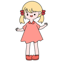 Happy valentines day happy girl color illustration.