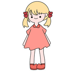 Happy valentines day happy girl color illustration.