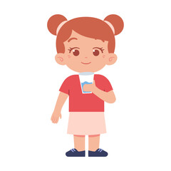 Little Girl character. Elementary School Kids Wearing Uniform Illustration