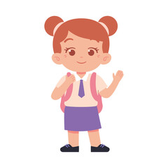 Little Girl character. Elementary School Kids Wearing Uniform Illustration