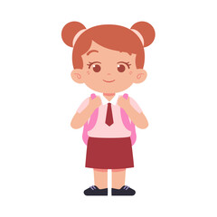 Little Girl character. Elementary School Kids Wearing Uniform Illustration