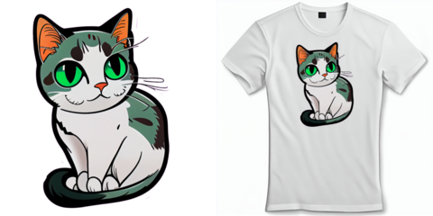 Cartoon Cat T-Shirt Design
