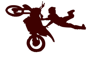 illustration of a silhouette of a biker doing beautiful jump motocross vector art illustration