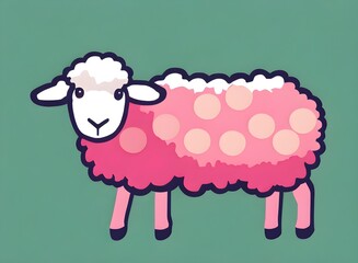 Sheep illustration, bright picture of a Sheep, low poly, infographics, flat design. Generative AI.