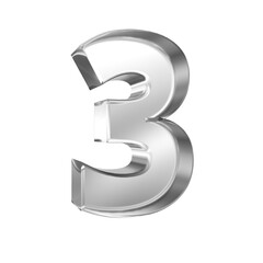 Glass alphabet 3d render,Number 3
