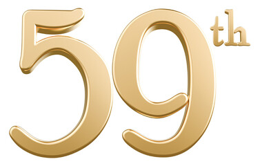 Happy Anniversary 59th year 3d gold number with Generative AI