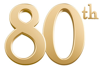 Happy Anniversary 80th year 3d gold number with Generative AI