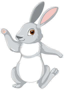 Cute grey rabbit cartoon character