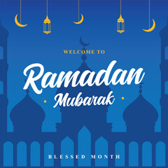Fototapeta na wymiar Eid mubarak ramadan background design template vector doodle illustration