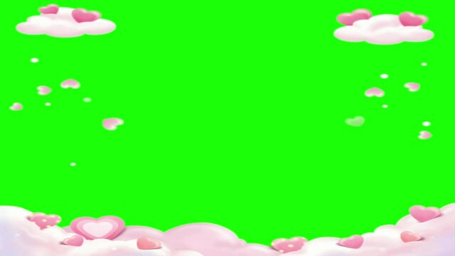 animated vector floral frame, with green screen background.
