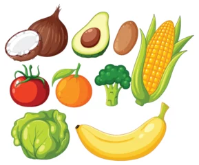 Wall murals Kids Vegetables and fruits fiber foods group
