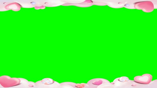 animated vector floral frame, with green screen background.	