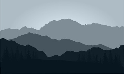 mountains silhouette with trees