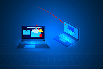 phishing attack by email and broken padlock. the way to destroy security system from one laptop to other.