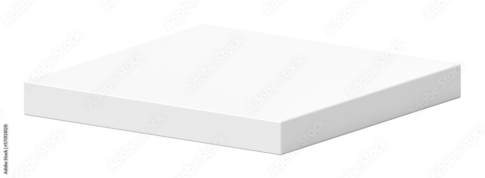 Aufkleber White cube podium platform isolated on 3d geometric png background of blank box product stage stand minimal display empty rectangle pedestal block object perspective mockup presentation show concept.
