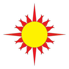 Yellow Red Sun Symbol Icon Isolated On White Background