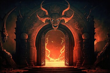 Inferno Door, portão do inferno, infernal, diabo, purgatory, generative by AI