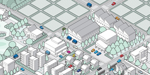 街並みの立体図. 都市の景観. 