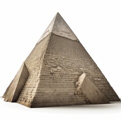 Detailed illustration of the great pyramid at Giza in Egypt isolated on a white background, generative ai - obrazy, fototapety, plakaty