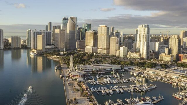 Aerial hyperlapse over Downtown Miami