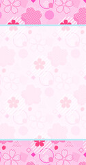 ポップでキュートな図形と桜の花柄のカード　縦長