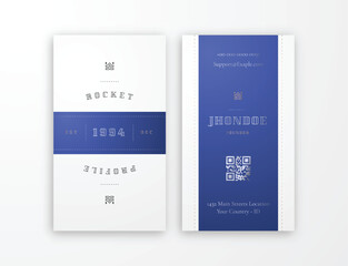 ertical Retro Modern Business Card Template with Blue and Gold Accent