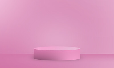 pink blank podium with soft gradient background