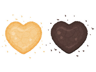 Cookies in the shape of a heart. Isolated on white. Vector illustration. Cartoon style.