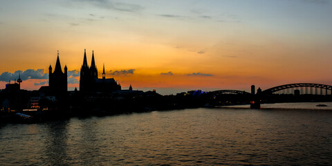 Fototapeta premium View of the city of Cologne, the largest city of the German western state of North Rhine-Westphalia and the fourth-most populous city of Germany
