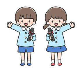 卒園式の男の子と女の子