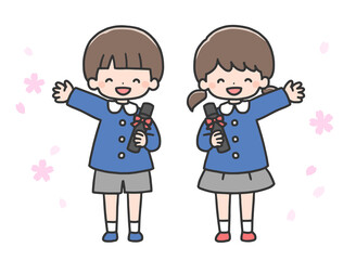 卒園式の男の子と女の子