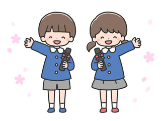 卒園式の男の子と女の子