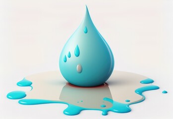 Spilled water drop on the ground in a real image, clipped and isolated on a white background. Generative AI
