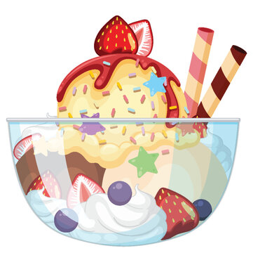 Ice cream sundae served in a glass bowl