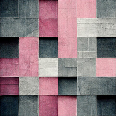 Simetric seamless square lines pattern, continuous pink and gray wallpaper, repeating textured background, generative ai