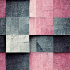 Fototapeta premium Simetric seamless square lines pattern, continuous pink and gray wallpaper, repeating textured background, generative ai