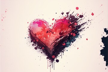 Obraz na płótnie Canvas minimalistic illustration of valentines day watercolor. Generative Ai.