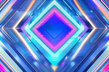 Abstract Geometric Triangle Shapes Lines  Blue, Purple, Orange Generative AI Illustration