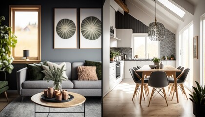 Cozy Beautiful Scandinavian simplicity Interior Design for Your Home: Bold, Colorful, and Unique Style for Room Renovations, Furniture, and Architecture (generative AI)