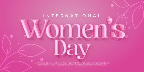 Awesome banner international women's day background with editable text 3d style