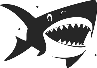 Black and white Uncomplicated logo with an adorable Cheerful shark.